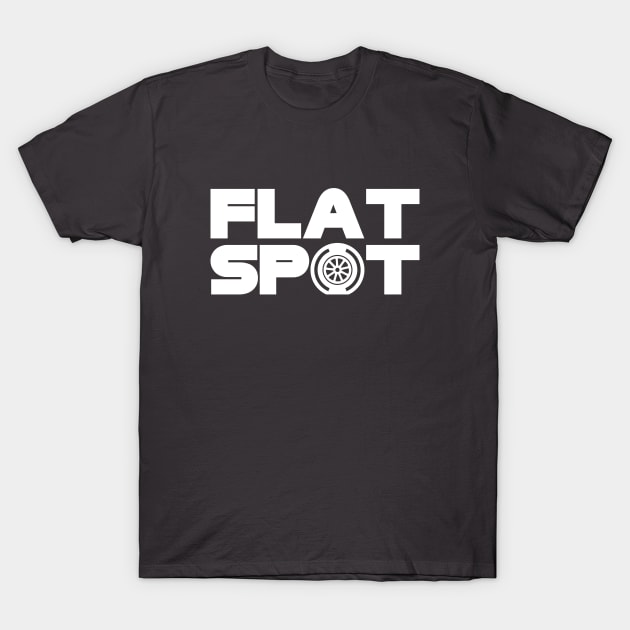 Flatspot F1 Tyre White Design T-Shirt by DavidSpeedDesign